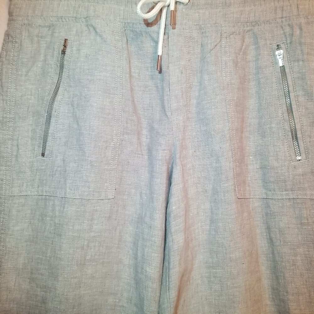 Athleta Cabo Linen Wide Leg Pant Grey Size 6 - Picture 3 of 12